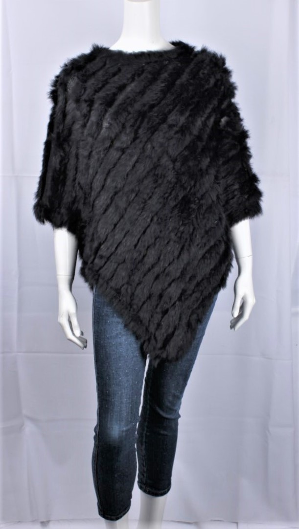 Alice & Lily fur poncho plain black STYLE: SC/4254 BLK image 0